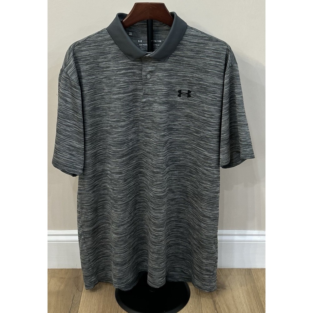 UNDER ARMOUR Men's Polo Shirt Performance Stretch Golf Short Sleeve X-Large Gray